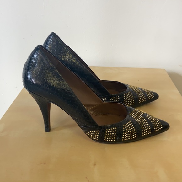 Donald J Pliner black & gold snakeskin pumps, 7.5 - Picture 3 of 7